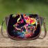 Colorful wild horse running full body saddle bag