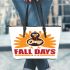 Cozy fall days Leather Tote Bag