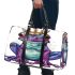 Crown on top of purple and blue tree frog cartoon caricature 3d travel bag