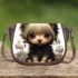 Curious canine in a whimsical wonderland saddle bag