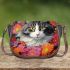 Curious cat among the blossoms saddle bag