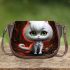 Curious cat and mysterious creatures on checkered floor Saddle Bags for Women: Perfect Gift for Girlfriend, Wife, Daughter