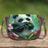 Cute baby panda eating bamboo saddle bag