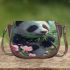 Cute baby panda eating bamboo saddle bag