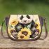 Cute baby panda with sunflowers saddle bag