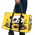 Cute baby panda with sunflowers on a yellow 3d travel bag