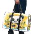 Cute baby panda with sunflowers on a yellow 3d travel bag