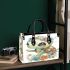 Cute baby turtle with big eyes and colorful flowers small handbag