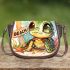 Cute baby turtle with big eyes sitting saddle bag