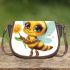 Cute bee holding a flower 3d saddle bag