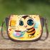 Cute bee with big eyes and coffee 3d saddle bag