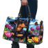 Cute black and tan dachshund in the garden with colorful tulips 3d travel bag