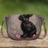Cute black rabbit with a pink collar saddle bag