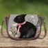 Cute black rabbit with pink collar saddle bag