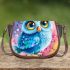 Cute blue owl with big eyes cartoon style saddle bag