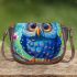 Cute blue owl with big eyes cartoon style saddle bag