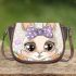 Cute bunny with big eyes and a purple bow saddle bag