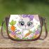 Cute bunny with big eyes and a purple bow saddle bag