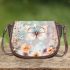 Cute butterfly surrounded by pastel flowers saddle bag