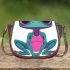 Cute cartoon alien frog with big eyes saddle bag