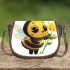 Cute cartoon bee holding flowers 3d saddle bag