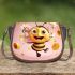 Cute cartoon bee holding flowers and a honeycomb 3d saddle bag