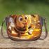 Cute cartoon bee is happily eating honey 3d saddle bag