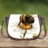 Cute cartoon bee sitting on top of a daisy flower against 3d saddle bag