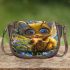 Cute cartoon bee with big eyes holding a heart shaped honey 3d saddle bag