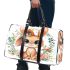 Cute cartoon bunny with big eyes and flowers 3d travel bag