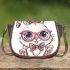 Cute cartoon bunny with pink heart shaped glasses saddle bag