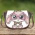 Cute cartoon bunny with pink heart shaped glasses saddle bag