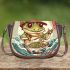 Cute cartoon frog eating ramen shown in a full body shot saddle bag
