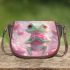 Cute cartoon frog holding a pink heart saddle bag
