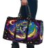 Cute cartoon frog on the moon psychedelic rainbow colors 3d travel bag