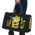Cute cartoon frog playing guitar in a simple drawing 3d travel bag