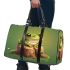 Cute cartoon frog sitting on a tree stump with big eyes 3d travel bag