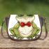 Cute cartoon frog wearing sunglasses and red bow tie saddle bag