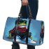 Cute cartoon green frog sitting on top of white sneakers 3d travel bag
