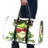 Cute cartoon green frog wearing sunglasses 3d travel bag