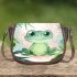 Cute cartoon illustration of a little frog with big eyes saddle bag