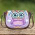 Cute cartoon owl with big eyes wearing an oversized sweater saddle bag