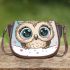 Cute cartoon owl with pink bow on head saddle bag