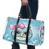 Cute cartoon owl with pink bow on head 3d travel bag