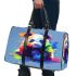 Cute cartoon panda in the style of rainbow paint splash 3d travel bag