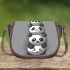 Cute cartoon pandas stacked on top saddle bag