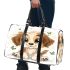 Cute cartoon puppy sits on the ground with its paws spread 3d travel bag