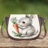 Cute cartoon rabbit holding a carrot saddle bag