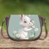 Cute cartoon rabbit holding daisies saddle bag