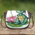 Cute cartoon turtle sitting on a lily pad saddle bag